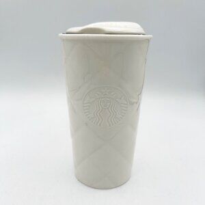 2012 Starbucks Coffee To Go White Porcelain Travel Mug with Lid